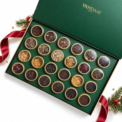 VAHDAM Advent Calendar 2026 |24 Unique Loose Leaf Teas |Luxury Tea Gift Set | 24 Tea Tin Caddies in Beautiful Premium Gift Box | Gourmet Gift | Holiday Gift Set, Perfect Christmas Tea Gift for Women, Men