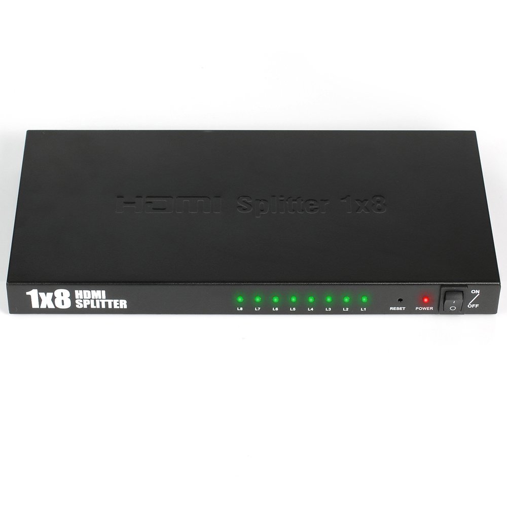 ESYNIC Rozdzielacz HDMI z wtyczką brytyjską, 8-kierunkowy, wysoka prędkość, 1 wejście, 8 wzmacniaczy, obsługa rozdzielczości 3D i HDMI do 4Kx2K/30 Hz, idealny do 3D HDTV SKY HD, PS4, Xbox 360, Elite