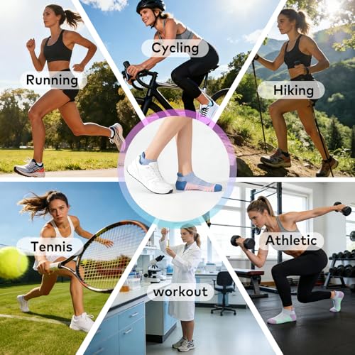 Image of cuangya Ankle Socks for Women - Athletic Low Cut Running Cushioned Socks (3-5 Pairs)
