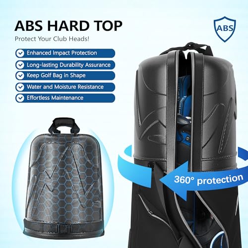 UNIHIMAL Golf Travel Bag for Airlines with Wheels, PC Hard Case Top Golf Club Travel Bag with 1680D Fabric, Shield Your Clubs with Lightweight Durability