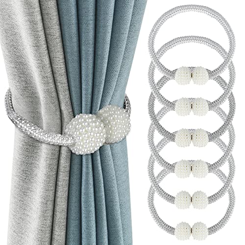 MAJOYLIFE Lot de 6 Embrasses de Rideaux Magnétiques,Attache Rideau Européennes Classiques pour la Décoration de la Maison et du Bureau (White) Cover
