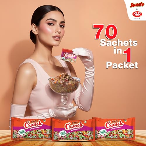 Image of Sweety Crunch Mouth Freshener | Crunchy and Sweet Mukhwas | Pack of 70 Sachets | After Meal Freshener (Pack Of 10 Packets)