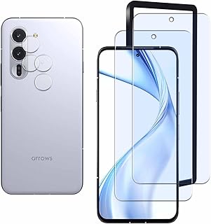 WHskyee【ブルーライトカット】 2+2枚セット+ガイド枠 対応 arrows Alpha F-51F ガラスフィルム + カメラフィルム 【日本旭硝子 硬度9H】 arrows Alpha 強化ガラス 液晶 保護フィルム 3D Touch対応 高透過率 硬度9H 強化ガラス 撥油性 防指紋 飛散防止 高光沢 貼り付け簡単