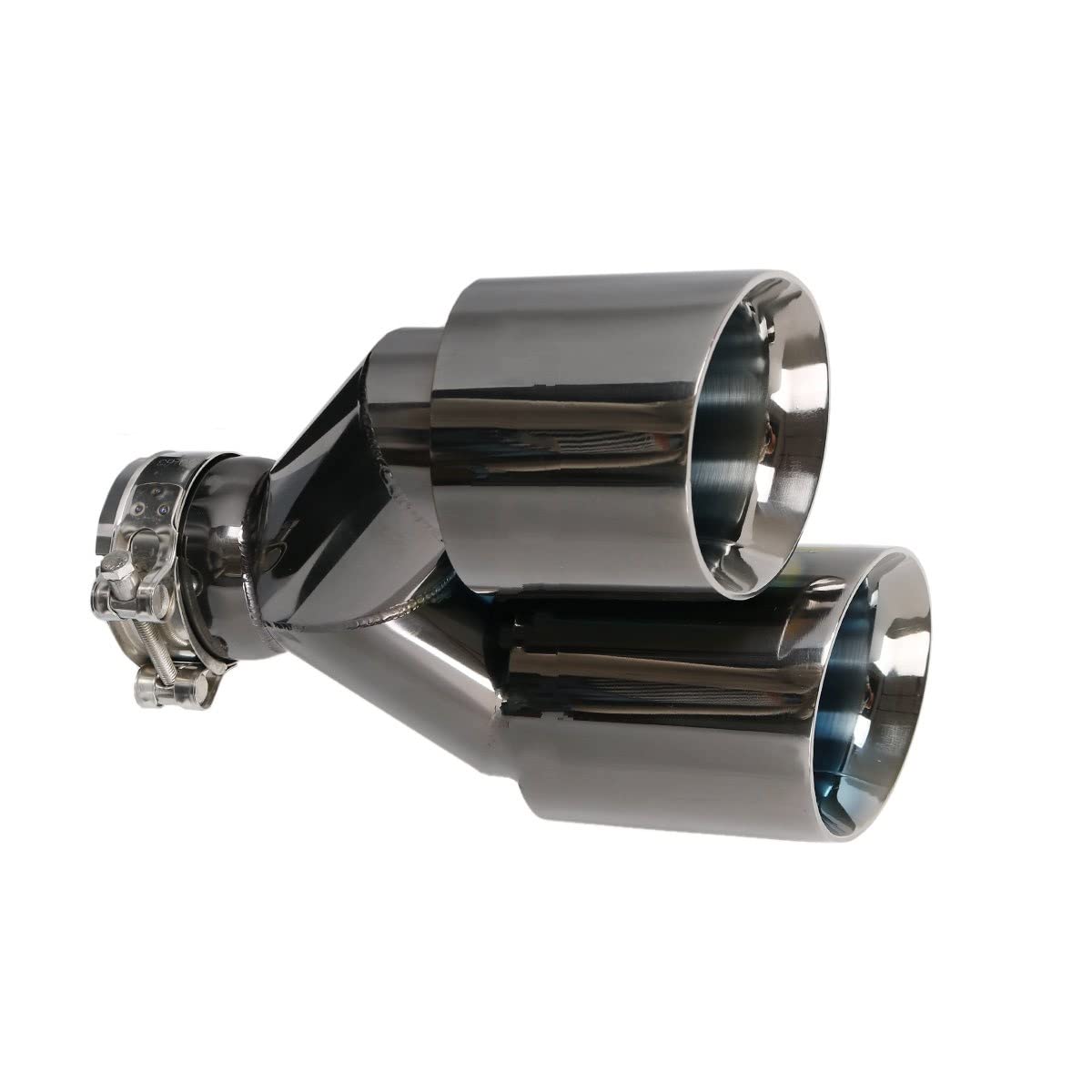 1 Paar Titan Schwarz Auto Universal Edelstahl Doppelrohr Auspuff Tipps Endrohr Auspuff (Size : IN 67 Out 101 MM)