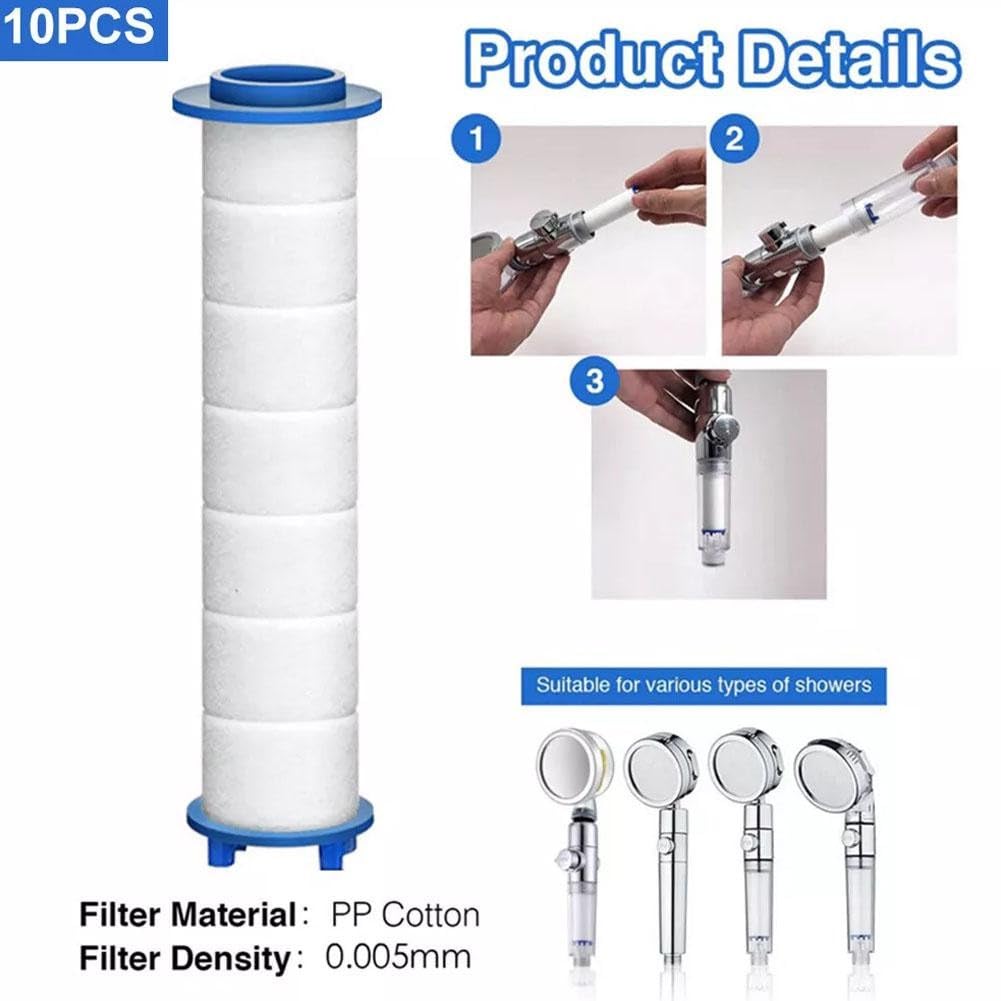 Pack De 8 Filtros De Algodón Para Ducha De Alta Presión | Recambios Universales | Purificación De Agua Y Piel