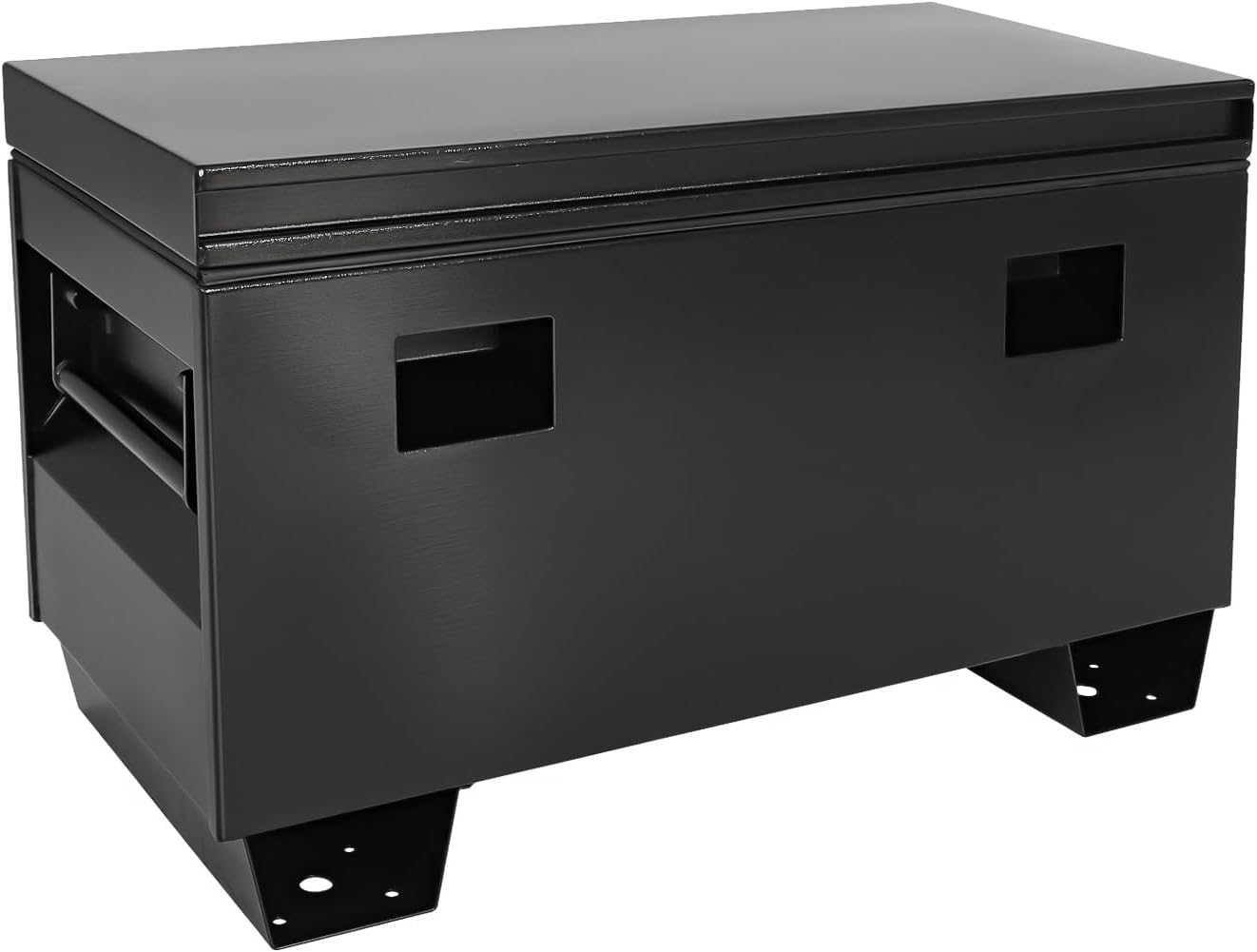 BLACKHORSE-RACING 36" Jobsite Box, Heavy-Duty Steel Coated Tool Storage Chest for Jobsite Equipment, Black