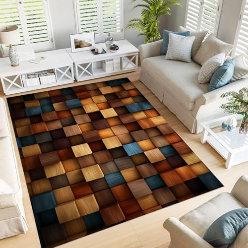 Tapis géométrique 3D effet visuel unique pour grand salon - 2