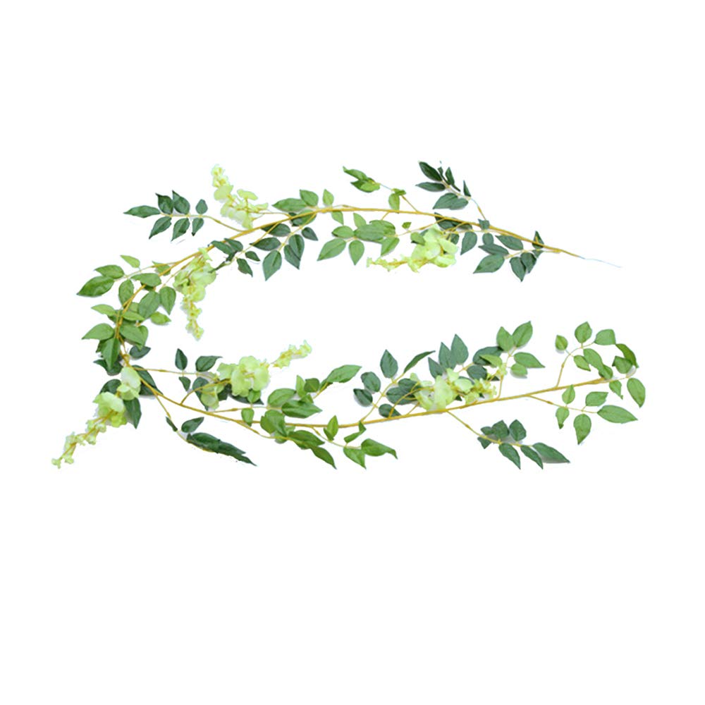 YPY 6.6ft Artificial Flower Ivy Silk Wisteria Flower Vine Green Leaf Hanging Vine Garland for Wedding Party Home Garden Ceremony Wedding Arch Floral Decor (Green, 2)