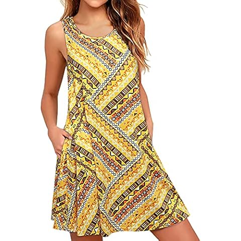 Enmain Vestido Verano Casual Playa Amarillo XXL Cover