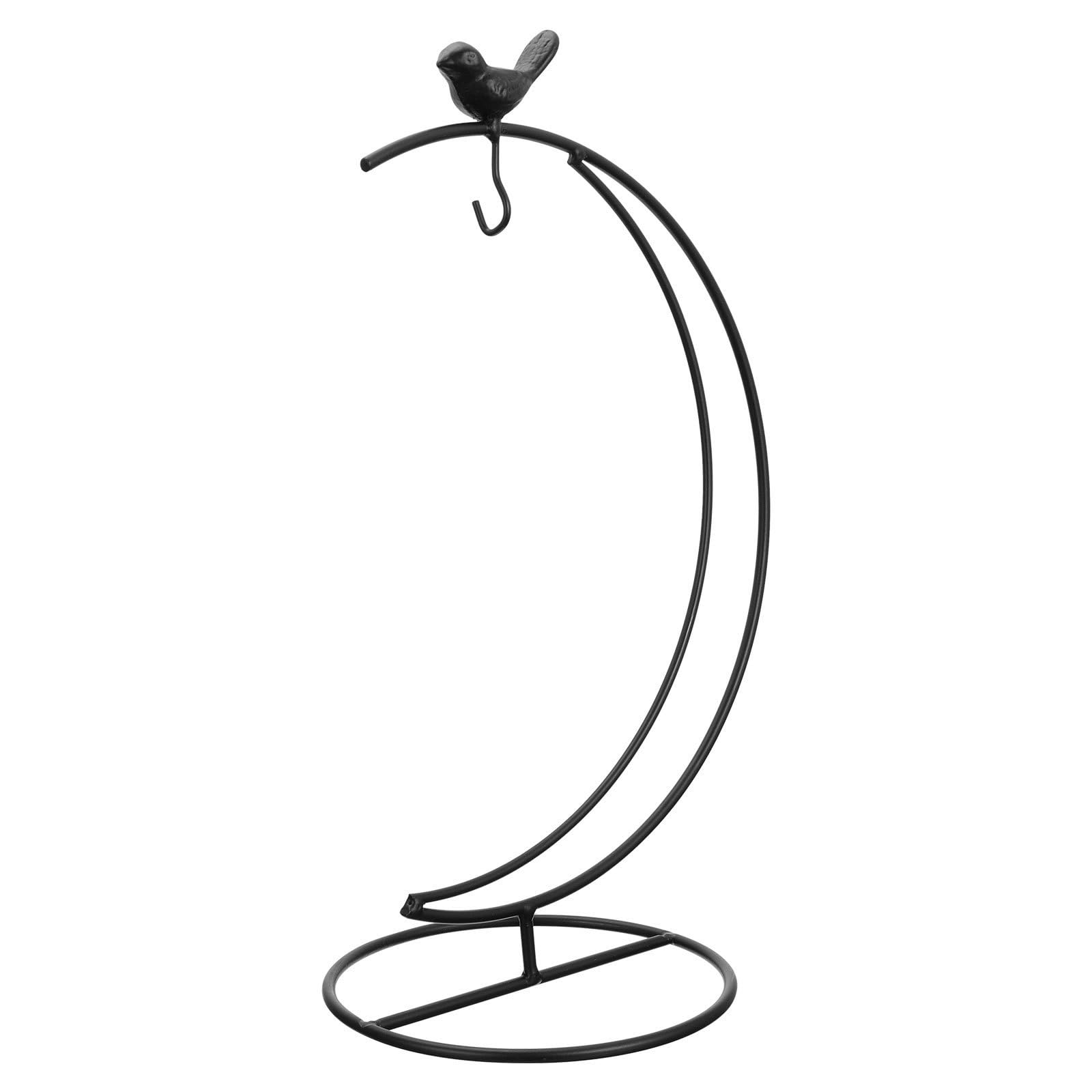 Soporte de hierro negro en forma de luna para macetas y candelabros con base redonda