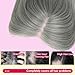 Eawwii Ash Gray Synthetic Hair Toppers for Women with Thinning 5x6 inch Large Base Coverage Clip in Wispy Bangs Upgraded Adjustable Bandage 18 Inch Long Layered