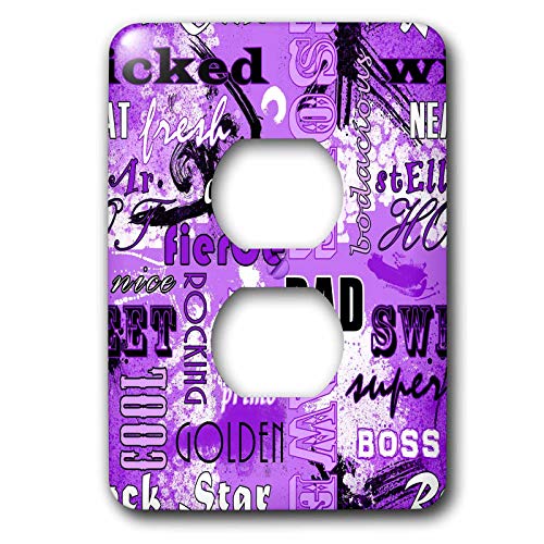 Housse de sortie 2 prises violette plaque murale décorative 3dRose LSP_39755_6 - 2