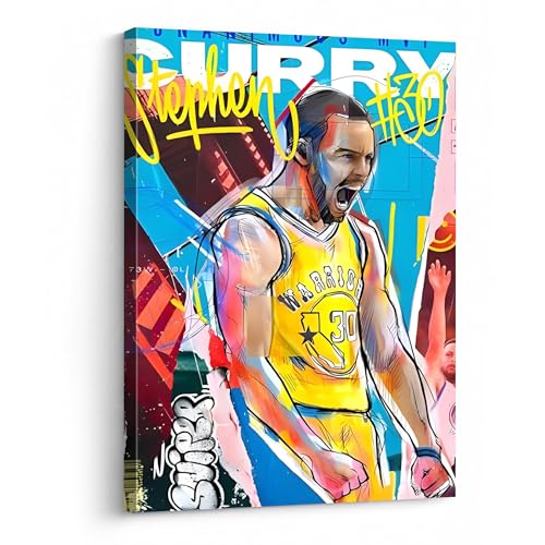 B.B.F MAKE Basketball Sports Canvas Wall Art Stephen Curry Framed Poster Wall Decor Graffiti Print For Kids Teen Gift Inspirational NBA Star Pictures for Living Room Bedroom Home Decoration 8x10in