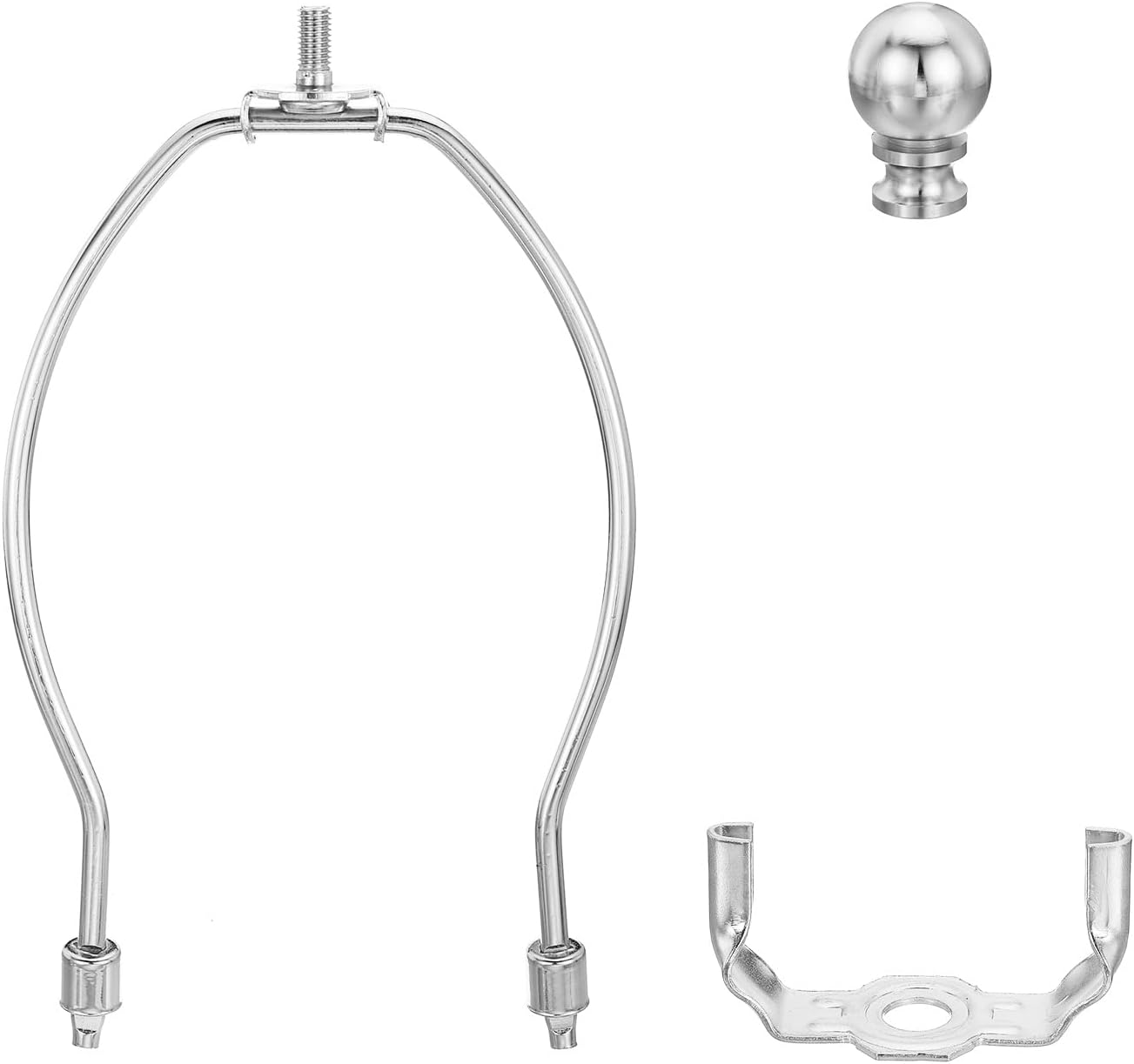 PATIKIL 7 Inch Lamp Harp Kit with Finial, 1 Set Detachable Shade Bracket Holder, DIY Lighting Accessories for Table Floor Lamps Chrome - Image 4