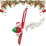 Santa Claus Musical Climbing Ladder, Electric Christmas Climbing Santa Rope Ladder Decoration,...