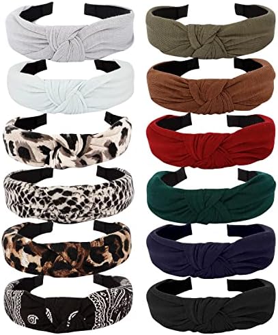Velscrun 12 Pack Flower Headbands for Women Non Slip Wide Girls Head Bands Cute Boho Knotted Headbands for Women's Hair Band Hair Accessories Womens Fashion Headband Birthday Gifts for Women