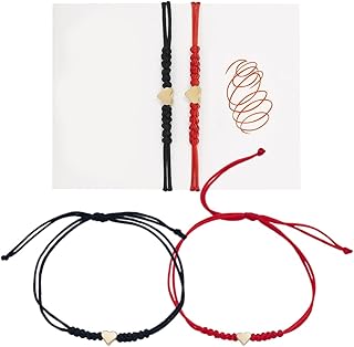 Bracelet Cordon Coeur Porte-Bonheur, 2PCS Bracelet Couple Bracelet Amoureux Porte, pour Hommes Petit Ami Petite Amie Mari Femme Fiançailles Saint-Valentin, Bijou Femme Fille