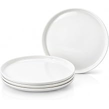 10.5" Scalloped Dinner Plates Set of 4, Bone China White Dishes