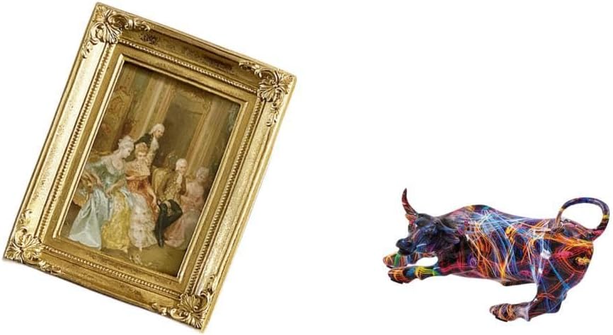 Fenteer Resin Photo Frame Resin Picture Frame Stand Bull Statue Animal Figurine Card Display Handcrafted Decoration Suitable for Bedroom Living Room Office St