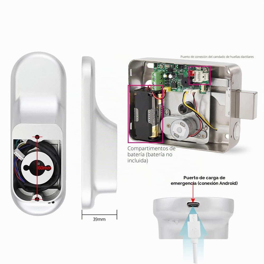 Cerradura de Puerta con Huellas Digitales,Cerradura de Entrada sin llave con Entrada de llave,Contraseña Anti-espionaje,Cerradura antirrobo Inteligente