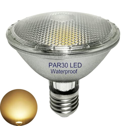 Reflector de vidrio 12W PAR30 LED lámparas blancas cálidas,resistente al agua, luz de foco LED E27,bombilla de reflector, lámpara exterior e interior (reemplaza halógeno PAR30 de 100 W),no regulable