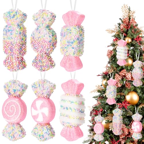 6 Stück Weihnachtsbaum Anhänger, 14.5 x 5.5cm Tannenbaum Deko, Groß...