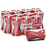 perprokay Cr123A-12 Pack, Cr123a 3v Lithium Battery, 123 Batteries with High Compatibility, 10 Years Warranty, Suitable for Home Security Devices, Cameras, Flashlights and More.