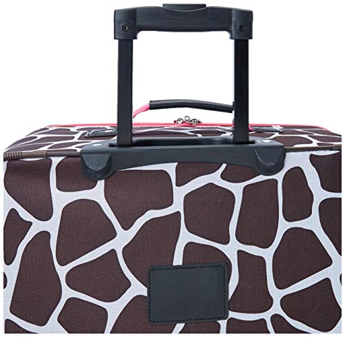 Image of Rockland Fashion Softside Upright Luggage Set, Telescoping Handles, Pink Giraffe, 4-Piece (14 /19 /24 /28)