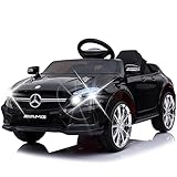 12V Electric Car for Kids, Toddler Electric Vehicle, Children Ride On Toy with Parental Remote Control, Battery Powered Wheels, Double Doors, 5 Point Safety Belt,LED Light(Black)