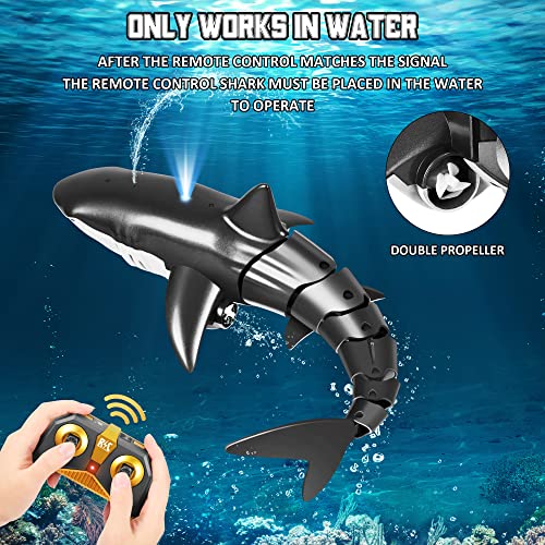 Remote Control Shark Toy 1:18 Scale High Simulation Shark for Rechargeable 2.4G Remote Control Boat Pool Games,Swimming Pool Bathroom Great Gift RC Boat Toys for 4 5 6 7 8 9 Year Old Boys and Girls