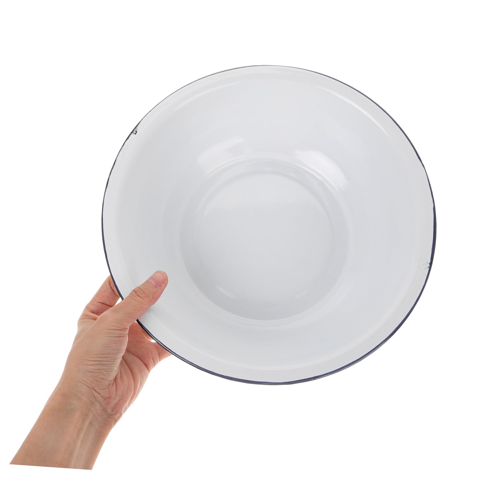 Tofficu Cuenco Grande de Esmalte Blanco para Mezclar, Fácil de Limpiar, Versátil y Retro, Adecuado para Cocina y Lavado de Frutas