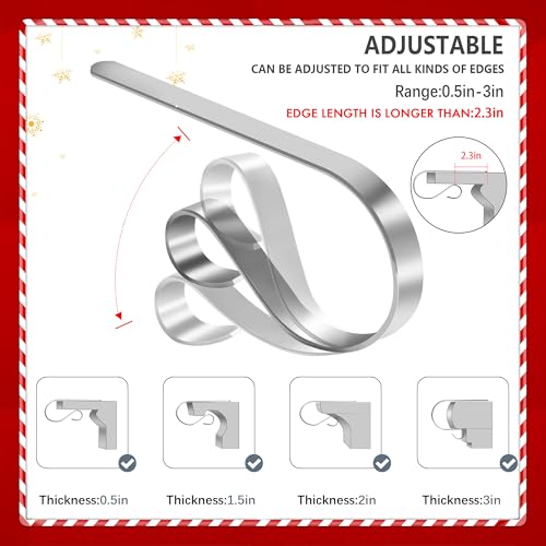 Doitory Christmas Stocking Holder Hanger,6 Pack Adjustable Stocking Holders for Mantle and Fireplace Metal Decoration for Xmas Holiday Party