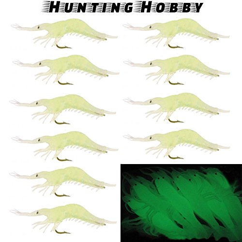 Rubber Night Fishing Shrimp, Soft Prawn Lure with High Rigged Stainless Steel Hook,Flourescent Green Soft Bait (B071VD9J2B) Amazon Price History, Amazon Price Tracker