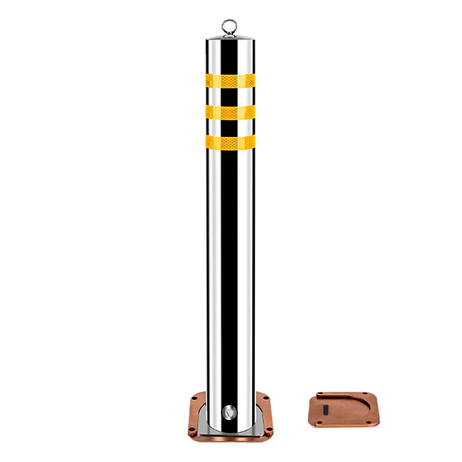 Paletto riflettente rimovibile in metallo – Barriera di sicurezza durevole in acciaio inox per uso industriale, commerciale e privato (giallo, 1 pezzo, 7,6 x 60 cm / 3 * 24in)