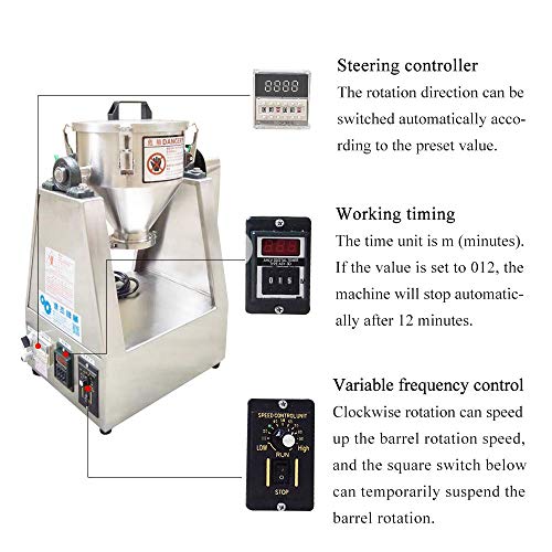 YUCHENGTECH 25L Lab Dry Powder Mixer Mixing Machine Particle Blender Powder Mixer Granual Blender for Food Chemical Medical 0-33 rpm (110V, 25L(10-15kg))