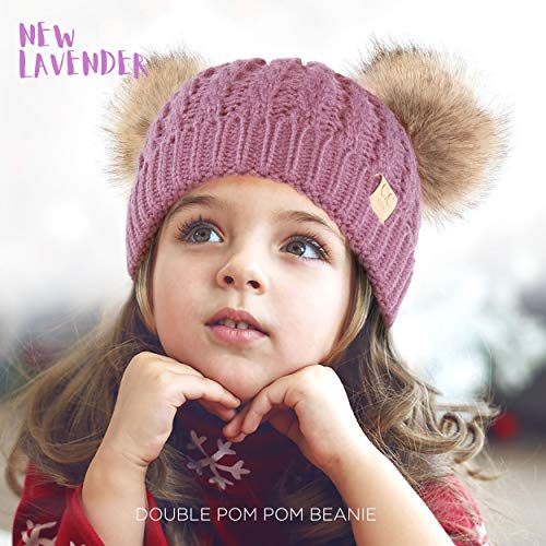 Image of C.C Exclusives Children Kid Double Pompom Knitted Beanie for Kids Ages 2-5 (KID-23)(KID-24)(KIDS-2055)
