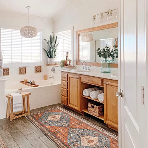 Lahome Boho Tribal Area Rug - 2X6 Persian Hallway Runner Rug Bohemian Vintage Bedroom Throw Rug Runner Faux Wool Non-Slip Machine Washable Low-Pile Floor Carpet For Kitchen Laundry Living Bathroom #TOP6