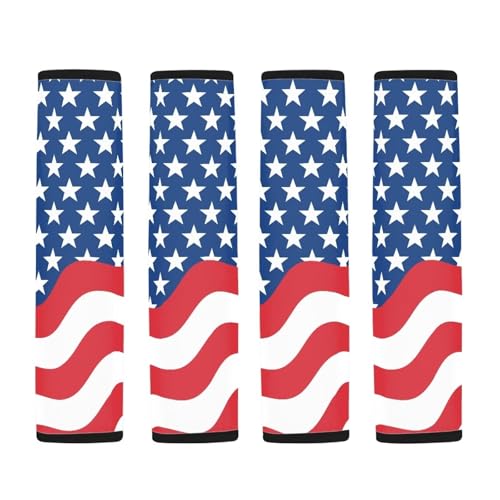 Image of AFPANQZ America Flag Pattern Seat Belt Pads Covers Universal Fit for Truck Vans Sedans SUVs Safety Seatbelt Pad Cushion Comfortable Driving Car Seats Accessories