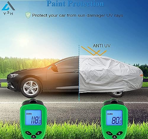 Image of Y3H 100% Waterproof Car Cover Compatible with Mahindra Kuv 100 (Model : 2016 Onwards) Custom Fit Body Covers with Mirror Pockets | Color : Metalic Silver