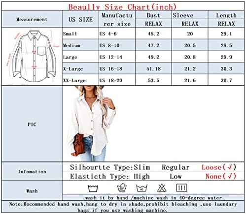 Women's Corduroy Button Down Pocket Shirts Casual Long Sleeve Oversized Blouses Tops 5 Women's Corduroy Button Down Pocket Shirts Casual Long Sleeve Oversized Blouses Tops