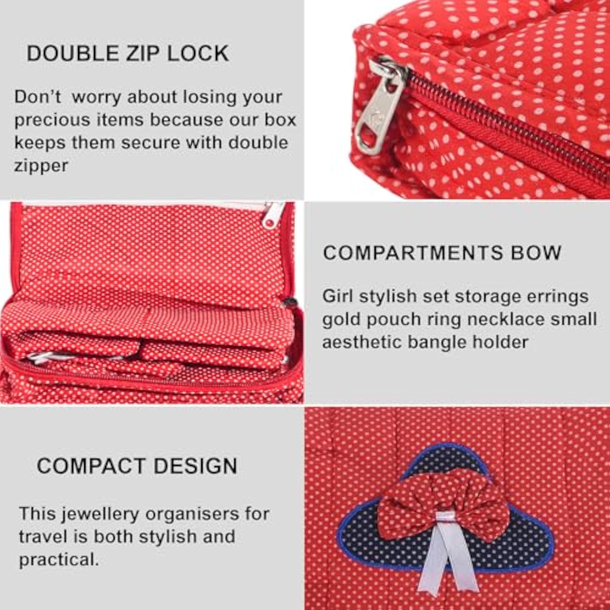 2 Pcs Cotton Large Makeup Pouch Bag with 7 Compartments