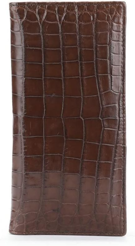 Real Crocodile Leather Men's Long Wallet Luxury Alligator Skin Genuine Leather Purses for Men (Brown)