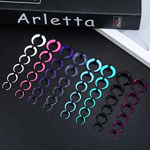YADOCA 48Pcs Acrylic Septum Stretching Kit 14G 12G 10G 8G 6G 4G Septum Ring C Shape Buffalo Pincher Septum Gauge Kit Piercing Jewelry With Black O-Rings For Stretching Pierced Nose Ear Cartilage3