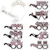 ZOCONE 10 pezzi di scena per cabina fotografica divertenti rosa 40° compleanno occhiali di carta diadema e fascia per donne Happy 40th Birthday Party Decorazioni Accessori selfie Photobooth Party
