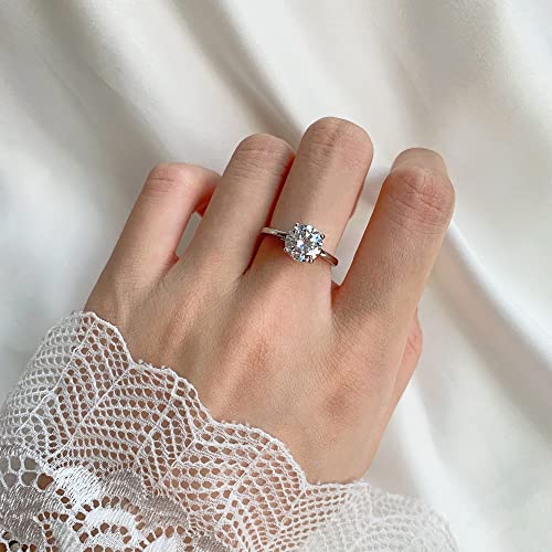 Blocaci Solitaire Engagement Rings for Women 1 Carat Classic Round Moissanite Wedding Rings 925 Sterling Silver 10K 14K 18K Gold Anniversary Promise Rings for Her with Text Engraving3