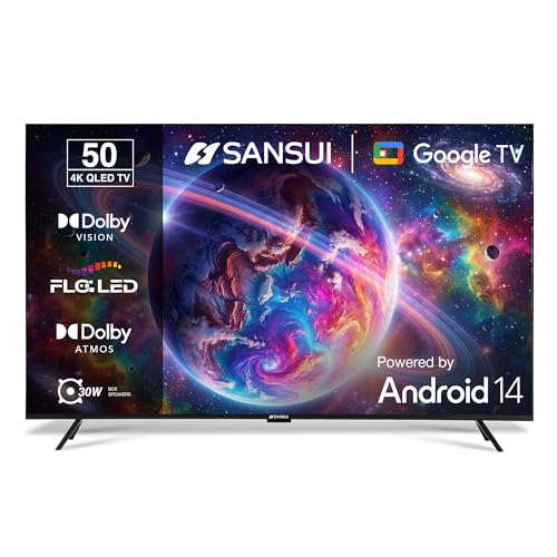 SANSUI 127cm (50) 4K QLED Google TV with Dolby Vision, HDR10+, Dolby Atmos, HSR 120Hz Refresh Rate, ...