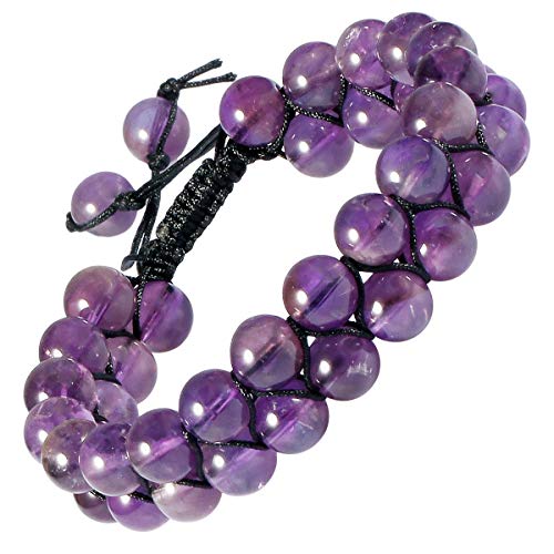 Bracelet en pierre semi précieuse fait main, le cadeau réglable double couche parfait et unisexe