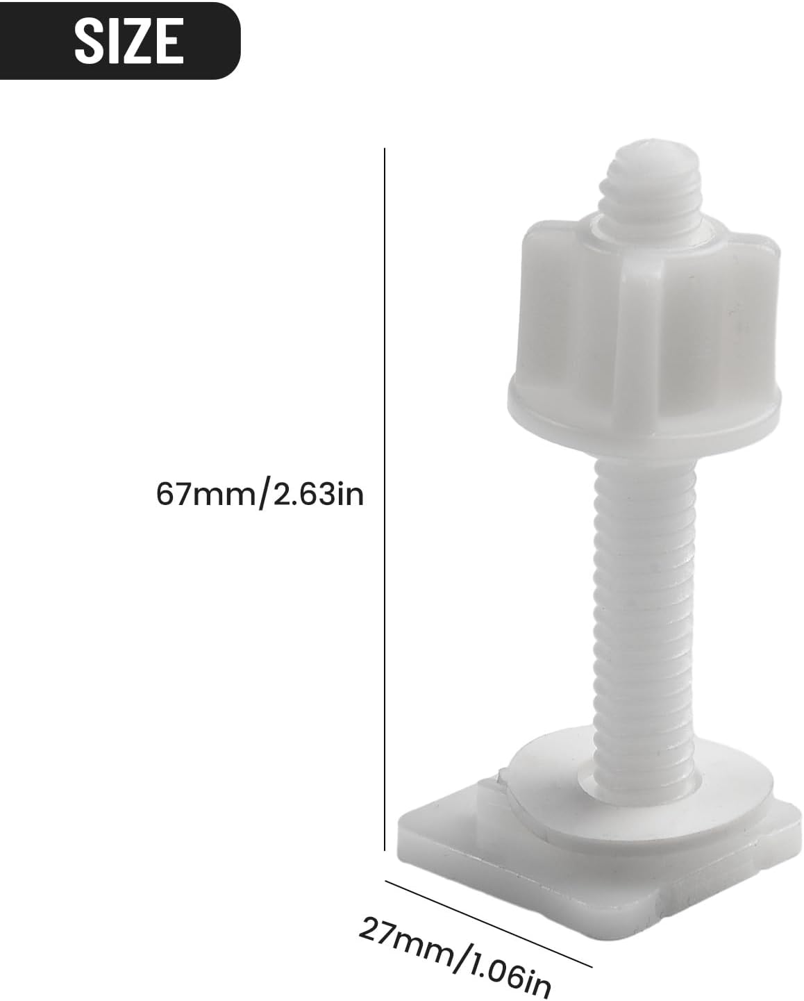 Plastic Toilet Seat Hinge Repair Kit with Bolts Screws and Washers for Bathroom Lid Replacement Accessories White