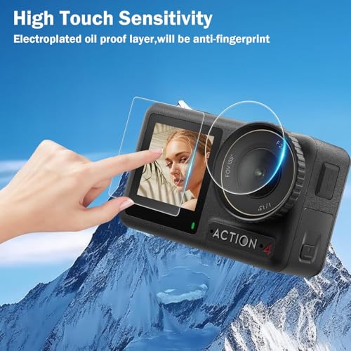 Image of OpenTech Premium Tempered Glass Screen Protector for DJI Osmo Action 4 Camera (Transparent) | 9H Hardness, Anti-Scratch Lens & Screen Guards Complete Set of 3