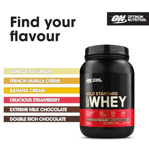 Optimum Nutrition Gold Standard 100% Whey Muscle Building and Recovery Protein Powder With Naturally Occurring Glutamine and BCAA Amino Acids, Extreme Milk Chocolate Flavour, 28 Servings, 896 g - Image 6